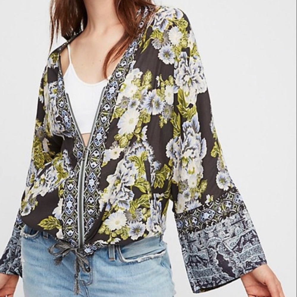 Free People Floral Lightweight Oversized Jacket Size XS